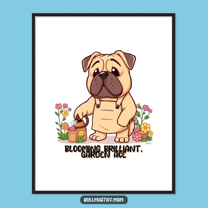 Free Printable Wall Art: Gardener Bullmastiff - Funny Dog Decor!