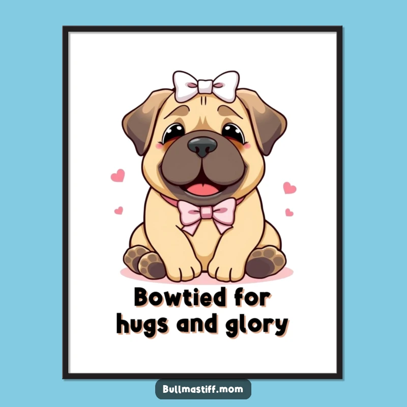 Free Printable Wall Art: Happy Bullmastiff Hugs Decor - Joyful Downloadable Art Gift