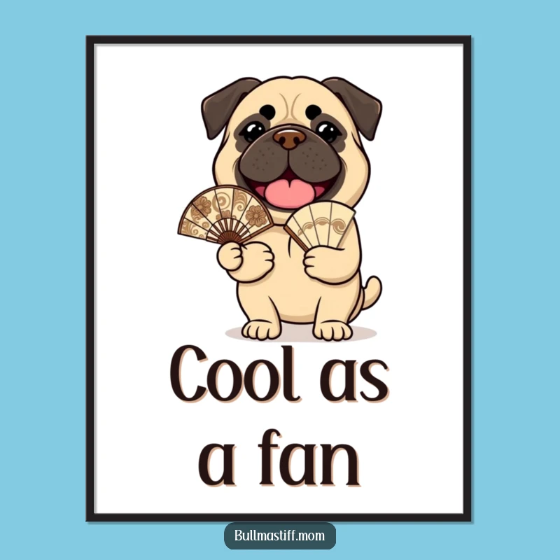 Free Printable Wall Art: Bullmastiff with Fan, Chic Dog Decor