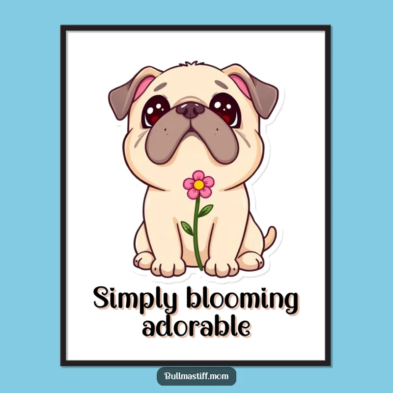 Free Printable Adoring Bullmastiff Flower Wall Art - Downloadable Sweet Dog Art