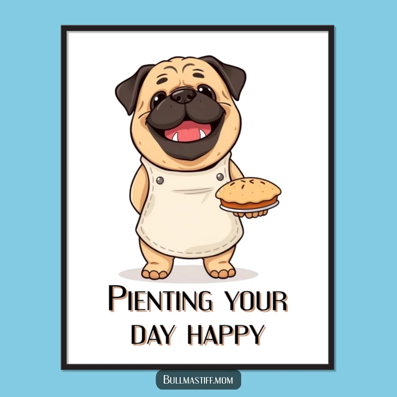 Free Printable Wall Art: Bullmastiff Baker! Pie Pride, Funny Downloadable Art Gift.