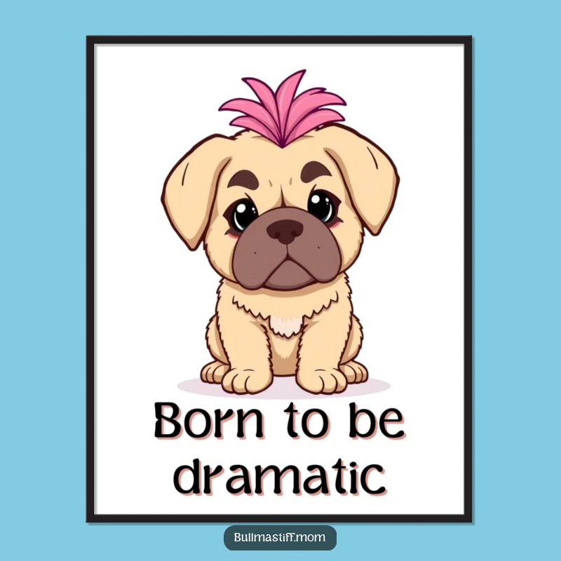 Free Printable Wall Art: Dramatic Bullmastiff with Boa, Glamorous Decor