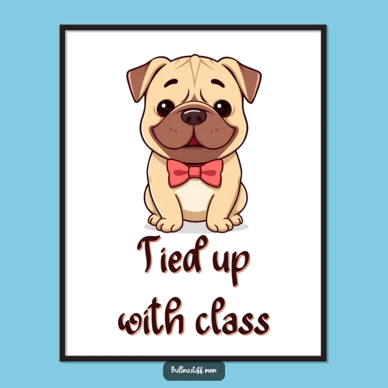 Funny Free Printable Wall Art: Dapper Bullmastiff with Bow Tie - Gentlemanly Dog Downloadable Decor!