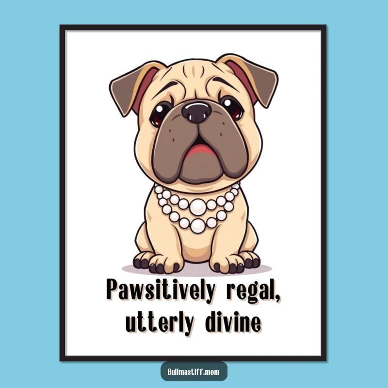 Free Printable Wall Art: Royal Bullmastiff Pearl Decor, Elegant Downloadable Gift