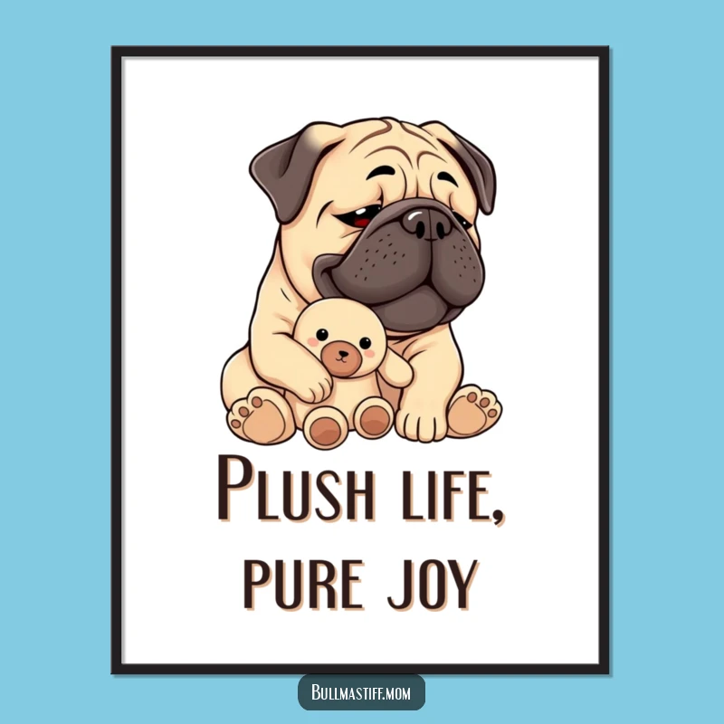 Free Printable Wall Art: Content Bullmastiff Plush Toy - Charming Downloadable Decor