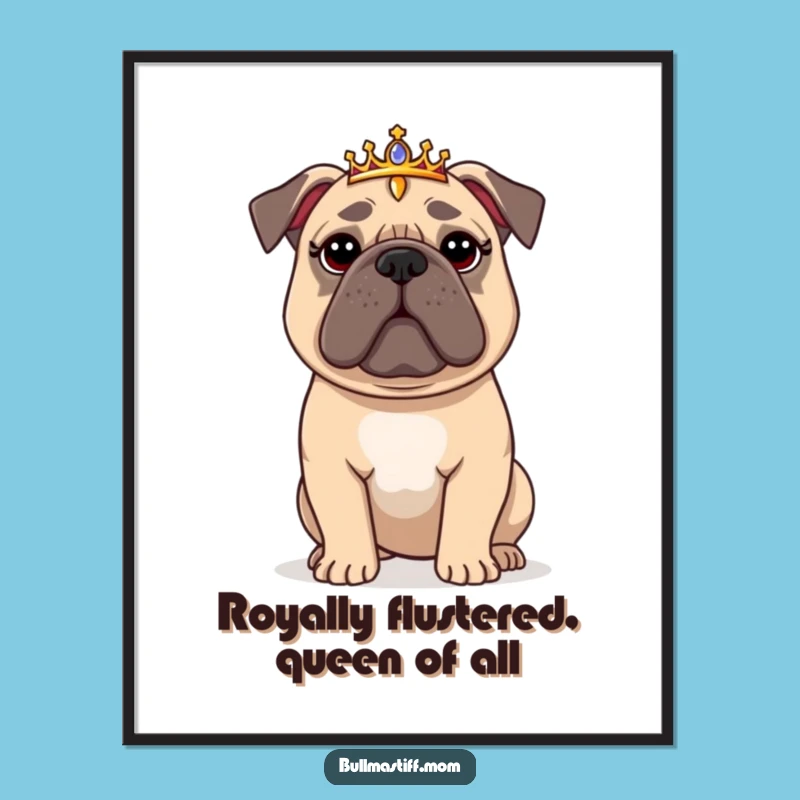Flustered Bullmastiff Tiara Free Printable Wall Art, Regal & Funny Downloadable Decor!