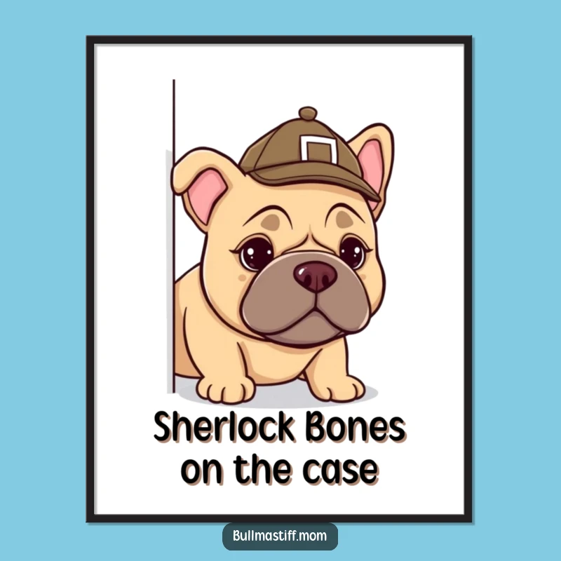 Free Printable Funny Bullmastiff Detective Wall Art - Downloadable Quirky Dog Art