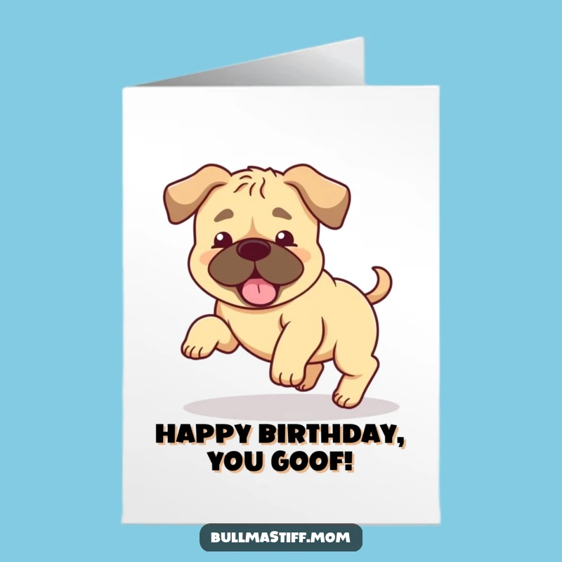 Free Printable Birthday Card: Silly Bullmastiff Tail Chase for a Hilarious Celebration