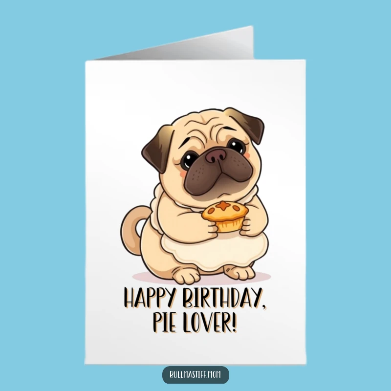 Free Printable Birthday Card: Baking Bullmastiff with Pie - Funny Downloadable Gift Idea