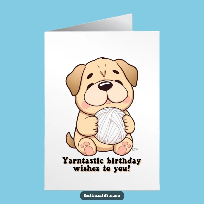 Free Printable Gentle Bulldog Yarn Birthday Card - Sweet Downloadable Gift