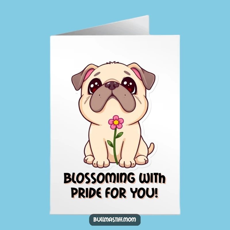 Free Printable Bullmastiff Flower Congrats Card - Adoring Downloadable Print at Home