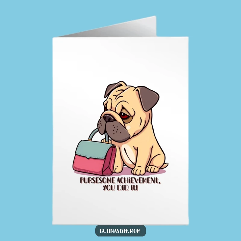 Free Printable Congrats Card: Funny Bullmastiff Fashionista, Downloadable DIY Celebration