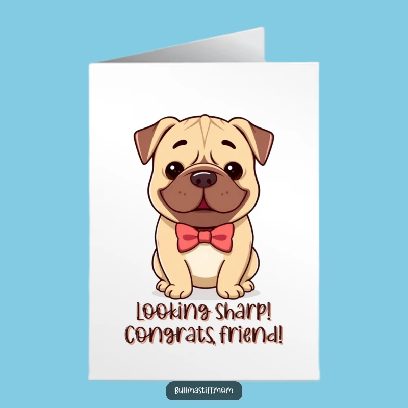 Free Printable Congrats Card: Gentleman Bullmastiff, Bow Tie - Elegant Downloadable Achievement!