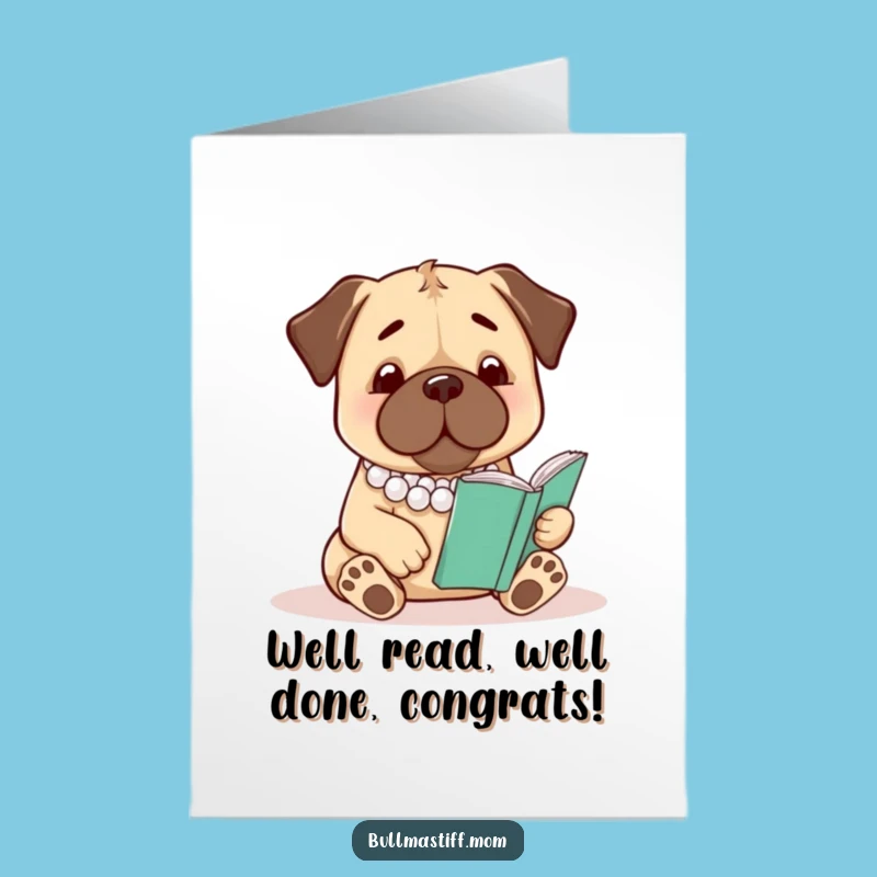 Free Printable Congrats Card: Sophisticated Bullmastiff with Pearls, Downloadable Gift