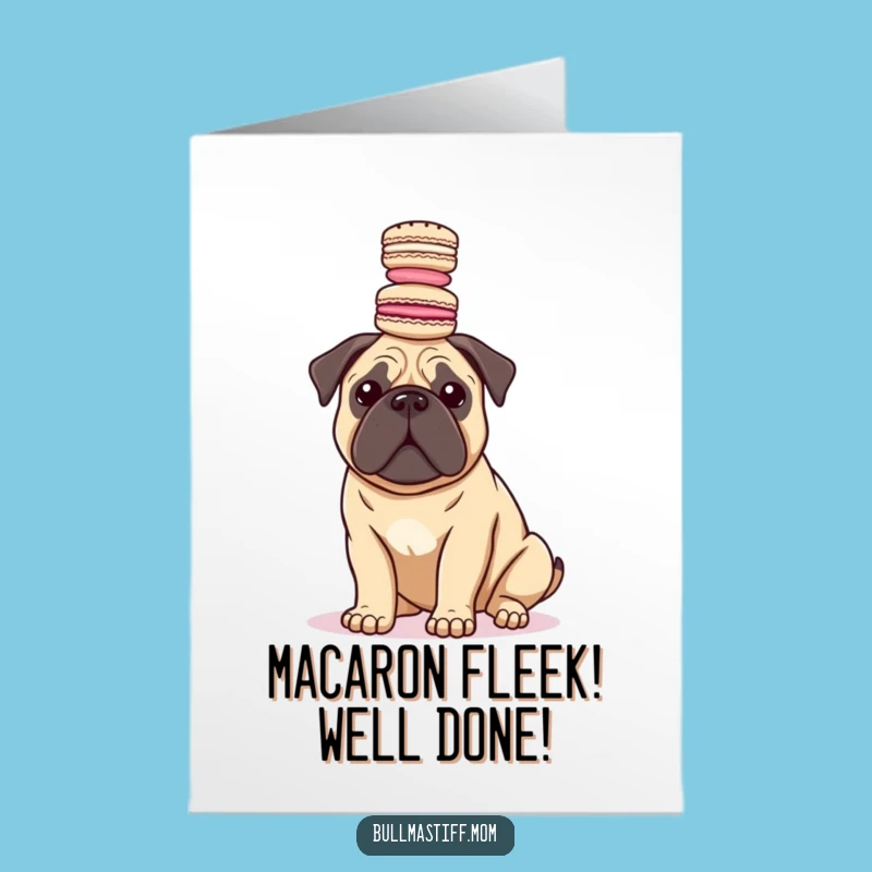 Free Printable Congrats Card: Sophisticated Bullmastiff Macaron Stack, Chic Downloadable Gift
