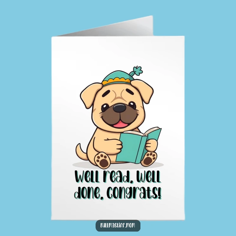 Free Printable Bullmastiff Congrats Card: Smart Pup's Achievement Downloadable