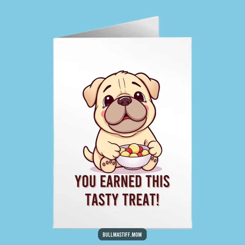 Free Printable Bullmastiff Congrats Card: Happy Pup's Reward Downloadable