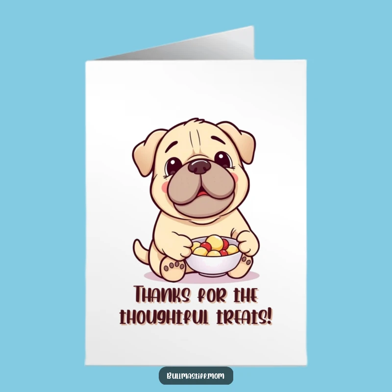Free Printable Bullmastiff Thank You Card: Grateful Giant's Treat Gift Downloadable