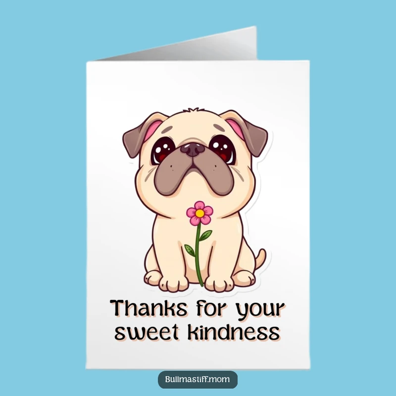 Free Printable Bullmastiff Flower Thank You Card - Adoring Downloadable DIY Gift