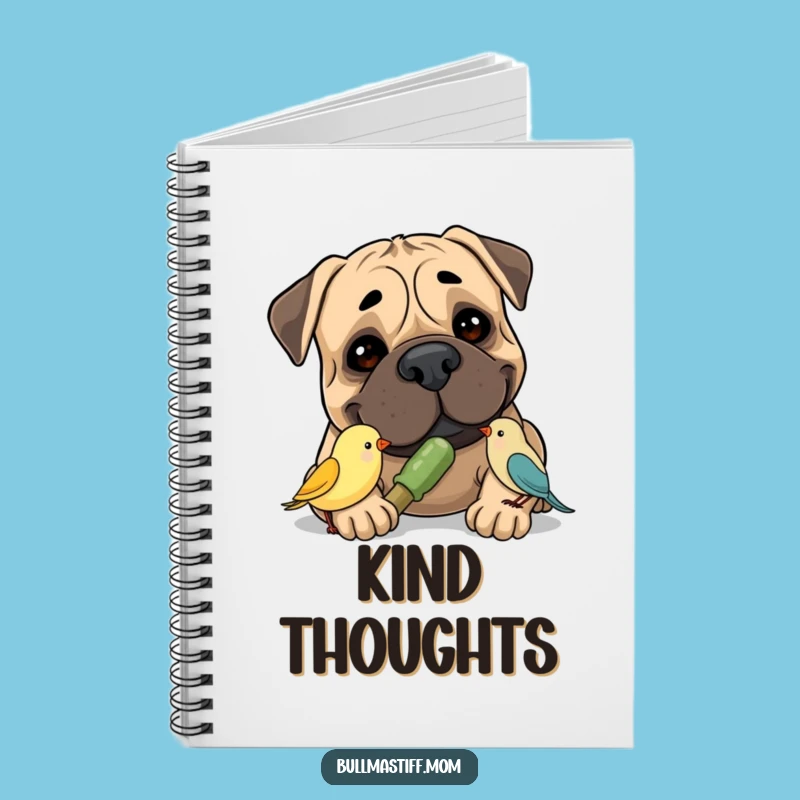 Funny Bullmastiff Bird Notebook: Gentle Dog Journal for Ideas, Great Funny Gift