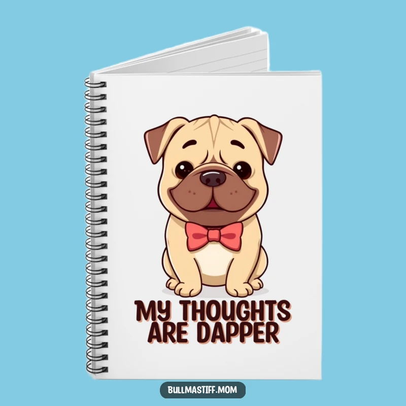 Funny Bullmastiff Bow Tie Notebook, Classy Journal, Gift for Writers