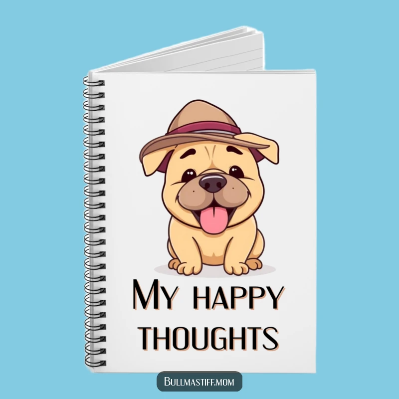 Funny Bullmastiff Hat Notebook: Journal Happy Dog Thoughts, Perfect Funny Gift