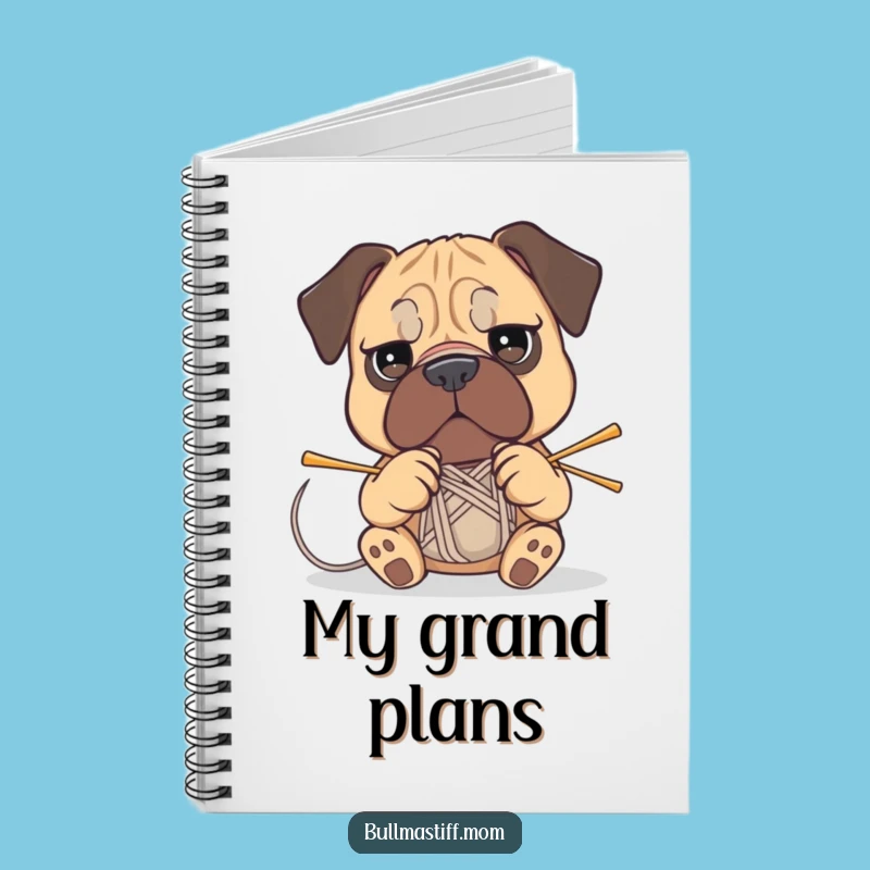 Funny Bullmastiff Knitting Notebook: Jot Down Ideas With a Determined Pup