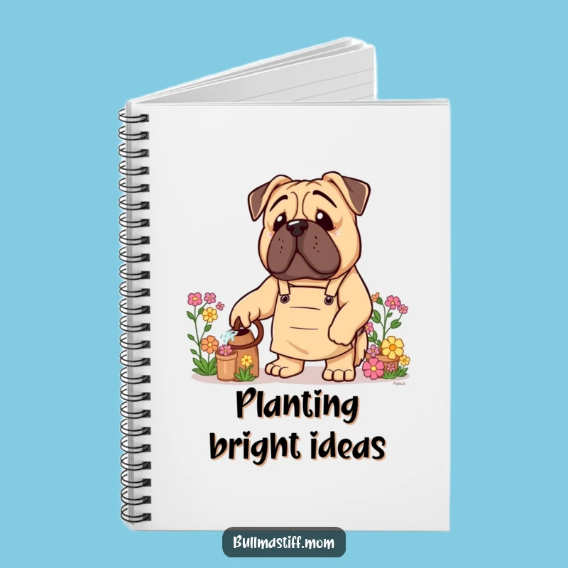 Funny Bullmastiff Notebook: Gardener Dog Journal, Plant Lover Funny Gift