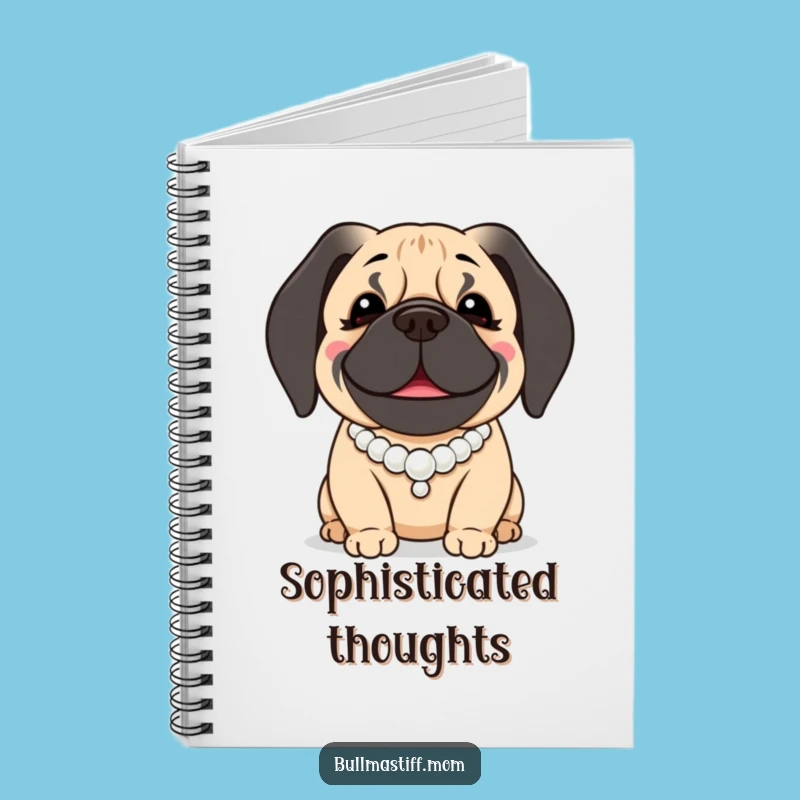 Funny Bullmastiff Notebook: Pearl Necklace Journal, Elegant Dog Lover Funny Gift