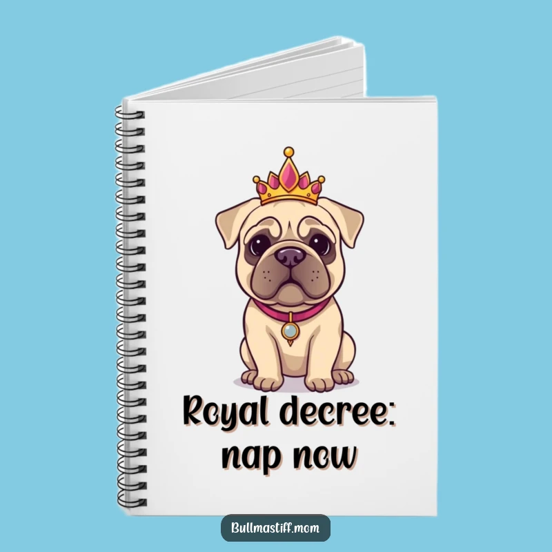 Funny Bullmastiff Tiara Notebook: Jot Down Royal Decrees