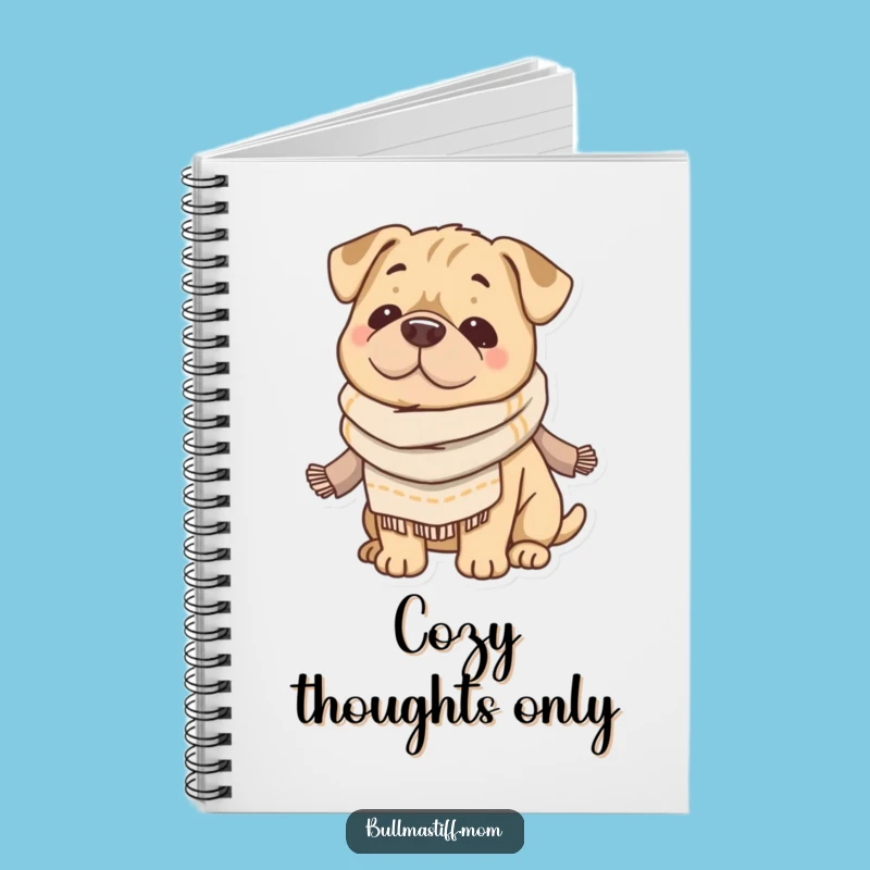 Funny Cozy Bullmastiff Notebook: Scarf Dog Diary, Hilarious Journal, Perfect Gift