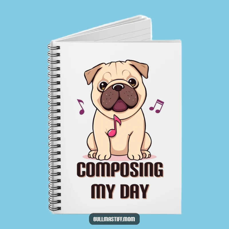 Funny Musical Bullmastiff Dog Notebook: Jot Down Your Melodies!
