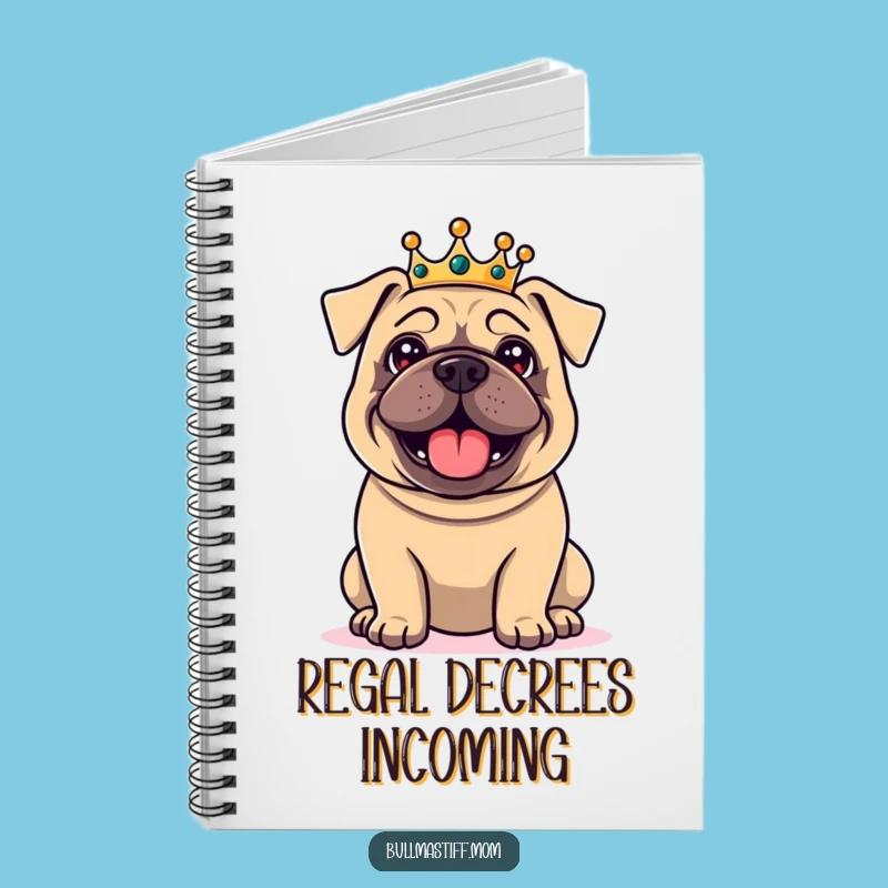 Funny Regal Bullmastiff Notebook - Crowned Dog Journal, a Hilarious Royal Diary Gift