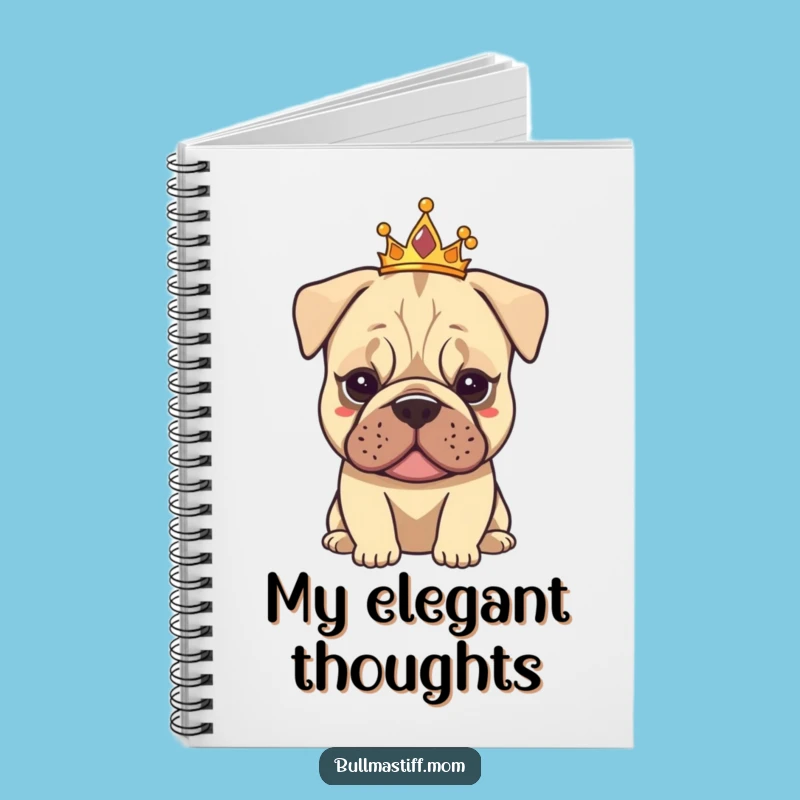 Funny Tiarad Bullmastiff Notebook: Elegant Dog Journal for Ideas