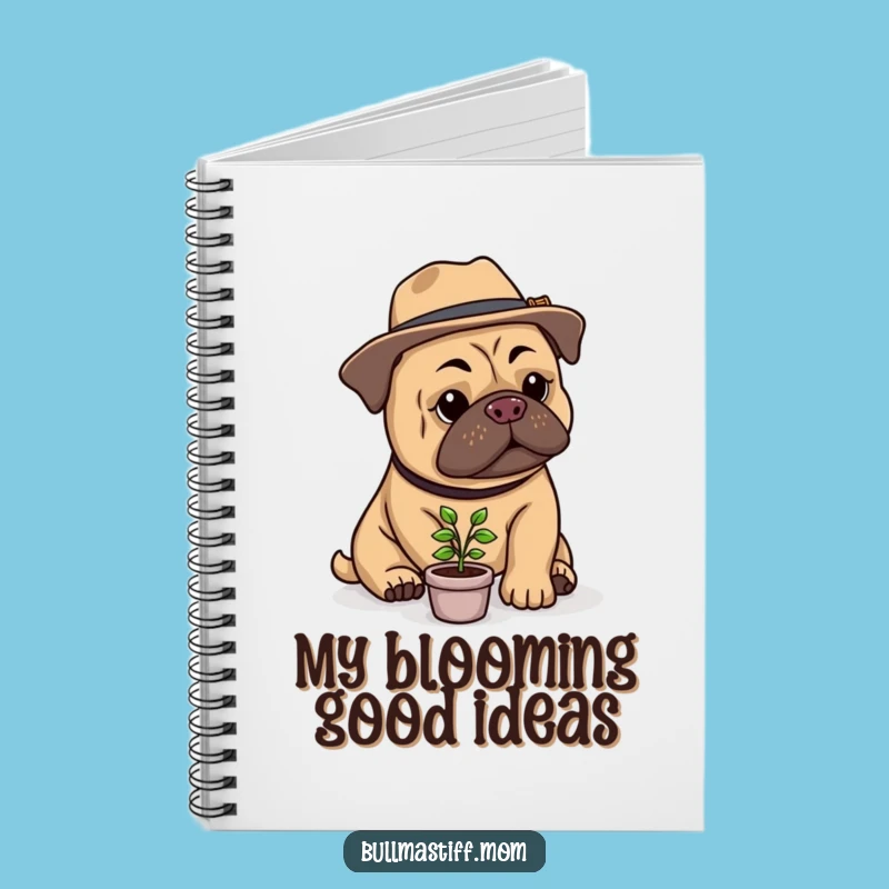 Funny Bullmastiff Gardener Notebook: Stylish Hat, Tiny Plant - Jot Down Ideas Gift!