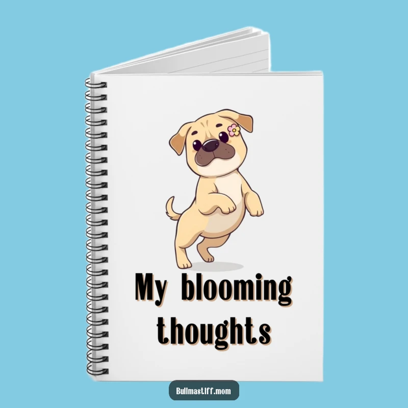 Funny Bullmastiff Flower Ear Notebook: Journal with Grace and Playful Charm