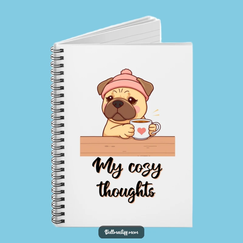 Bullmastiff Tea Time Notebook - Funny Warm Hat Dog Lover Gift for Notes