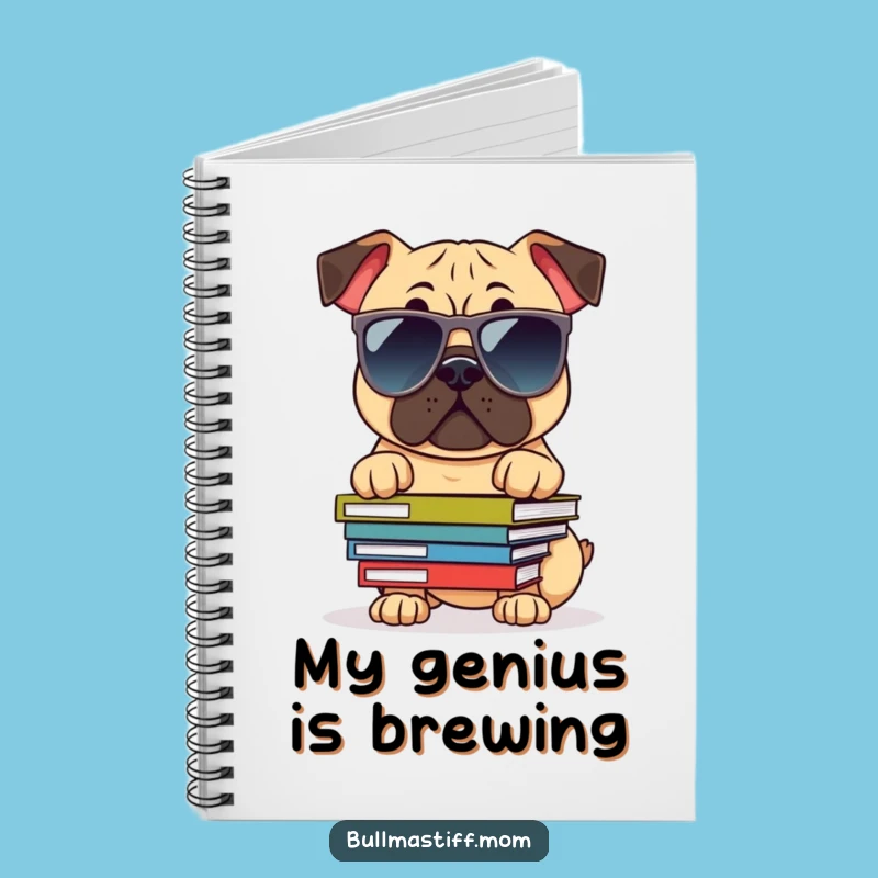 Funny Cool Bullmastiff Notebook: Bookworm Dog with Shades, Journal Funny Gift