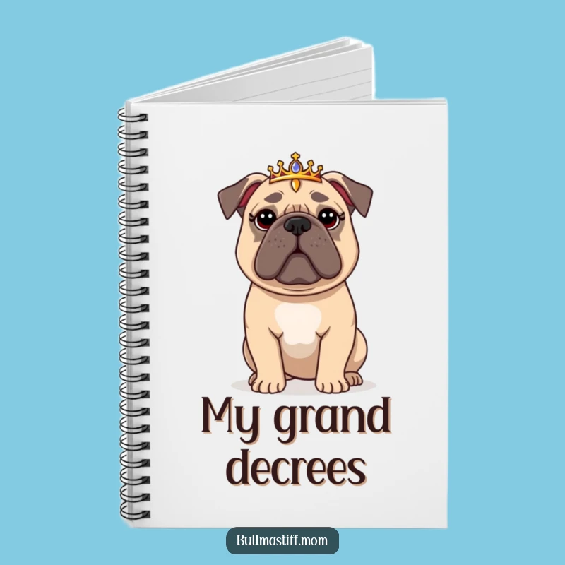 Funny Regal Bullmastiff Tiara Notebook: Jot Down Royal Ideas, a Hilarious Gift
