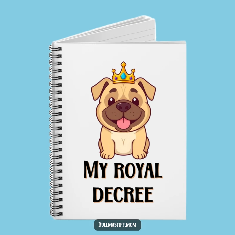 Funny Bullmastiff Notebook: Crowned King, Journal for Royal Dog Lovers