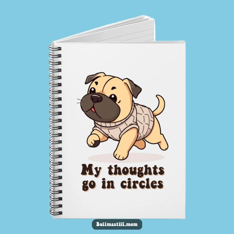 Funny Bullmastiff Sweater Notebook, Playful Journal, Gift for Dog Lovers