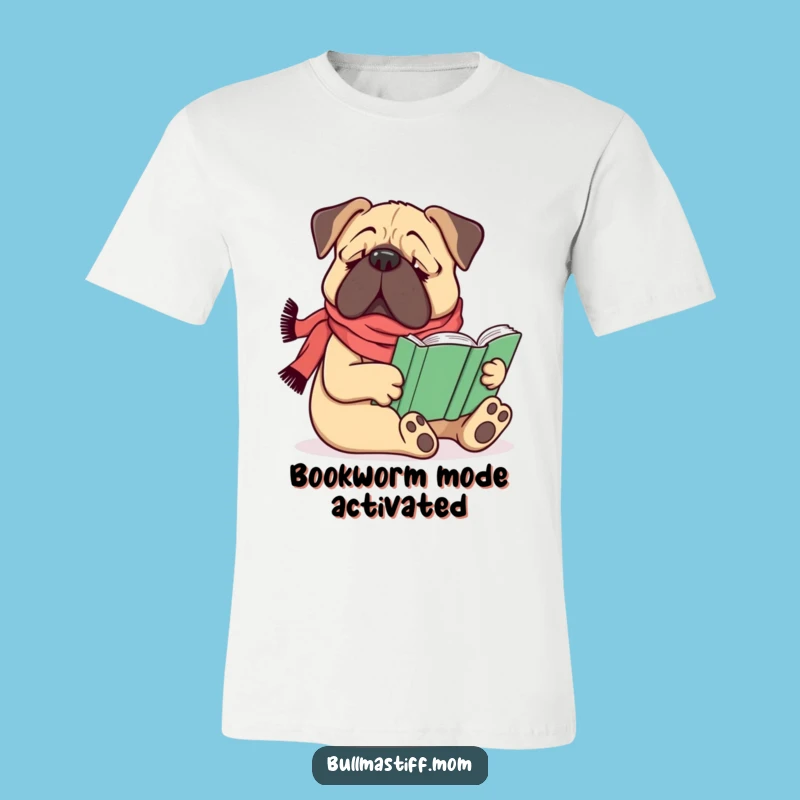 Funny Bullmastiff Bookworm T-Shirt - Cozy Dog Reading Design, Great Gift