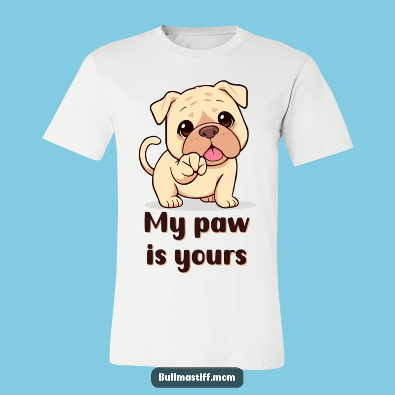 Funny Bullmastiff Handshake T-Shirt: Wagging Tail Friend, Hilarious Dog Tee, Perfect Gift