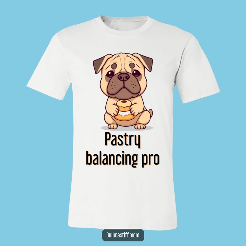 Funny Bullmastiff Pastry Balancing T-Shirt: Adorable Dog Humor Tee for Gift