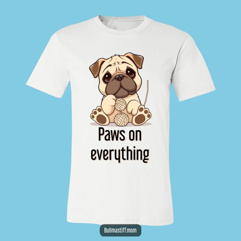 Funny Bullmastiff T-Shirt: Playful Paws Knocking Over Yarn Ball Gift