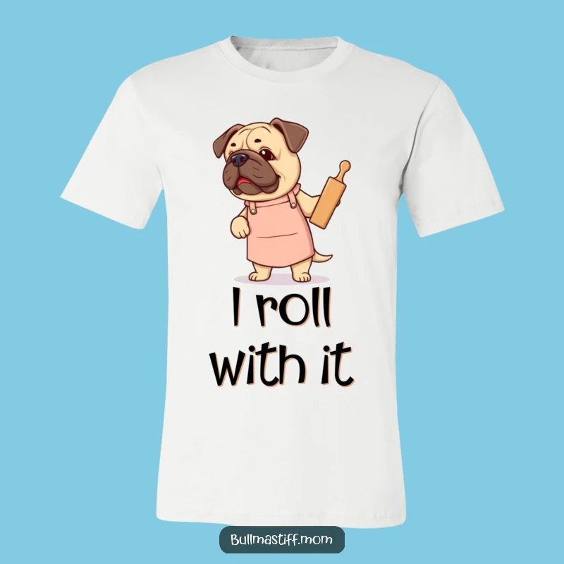 Funny Bullmastiff Baker T-Shirt: Proud Pup With Rolling Pin