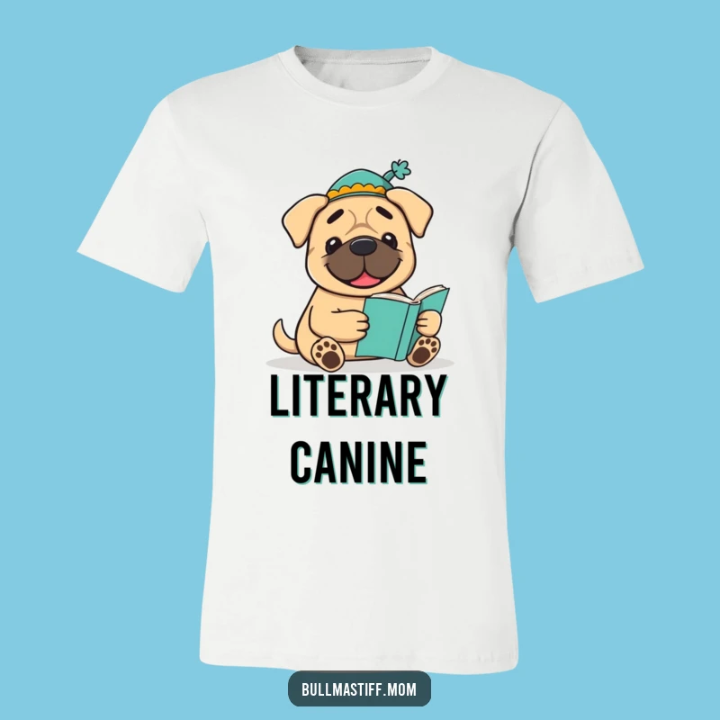 Funny Bookish Bullmastiff T-Shirt: Intellectual Dog Humor, Great Funny Gift