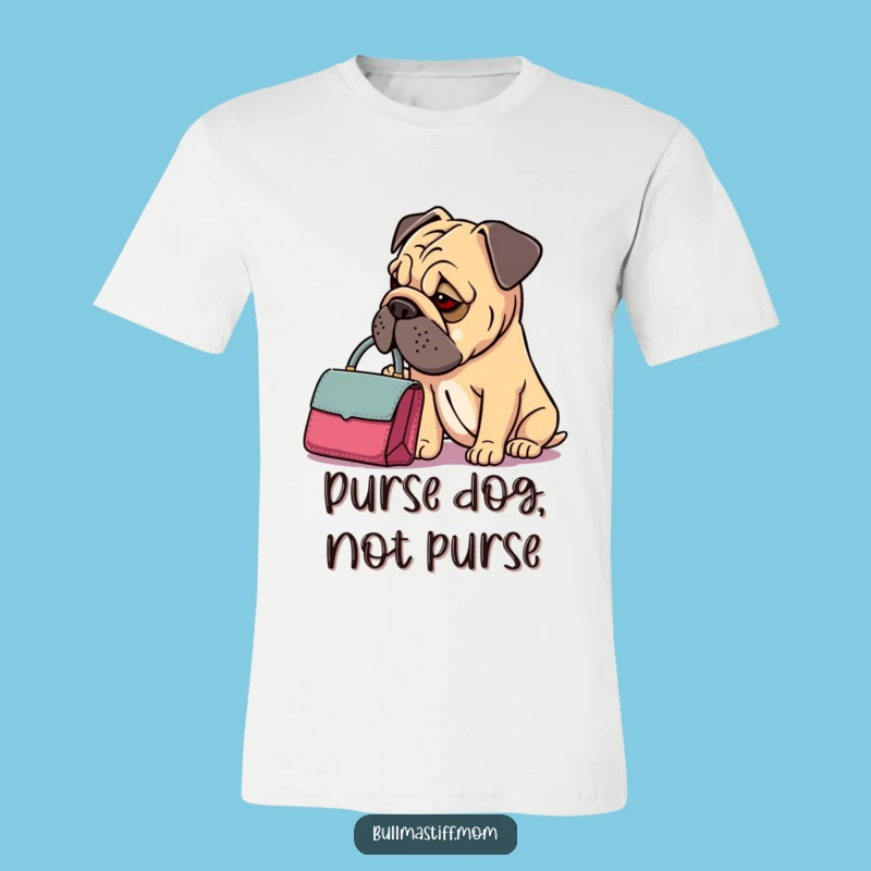 Funny Bullmastiff Handbag T-Shirt: Dainty Purse, Thoughtful Pose - Quirky Dog Gift!