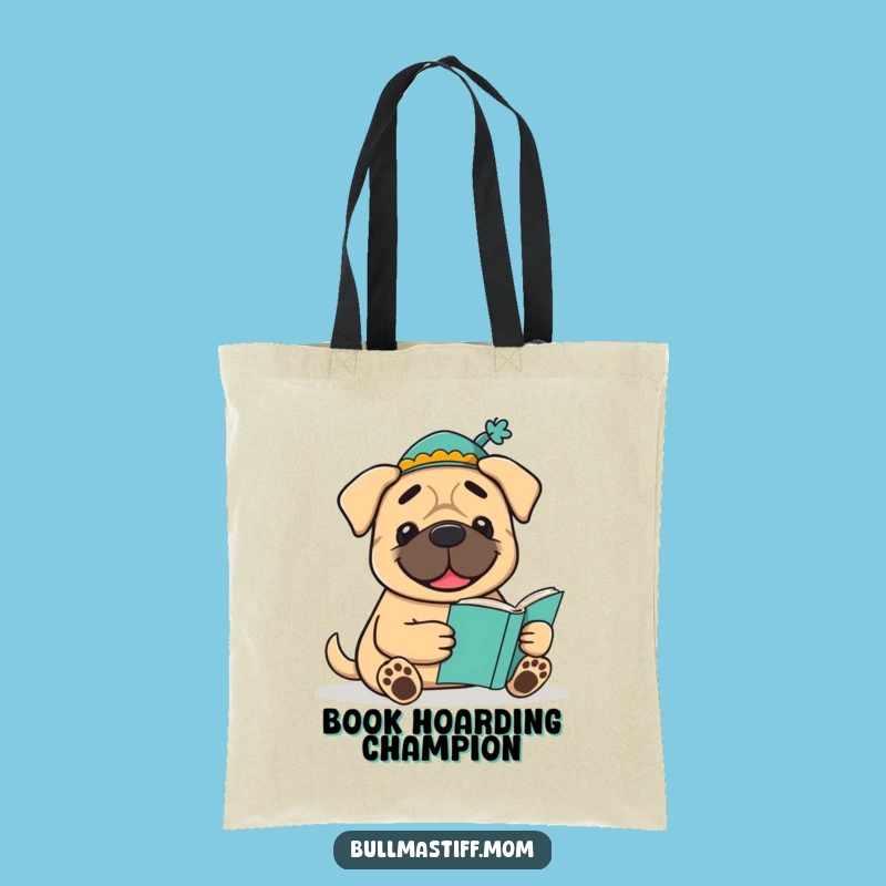 Funny Bookish Bullmastiff Tote Bag: Literary Style, Ideal Funny Gift