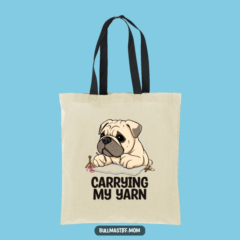 Funny Bullmastiff Embroidery Tote Bag: Carry Your Craft Supplies with Canine Comedy